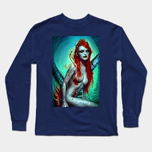 Bloody Redhead Zombie Mermaid Halloween Long Sleeve T-Shirt